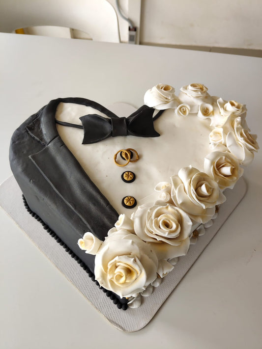 Bride & Groom Heart Cake