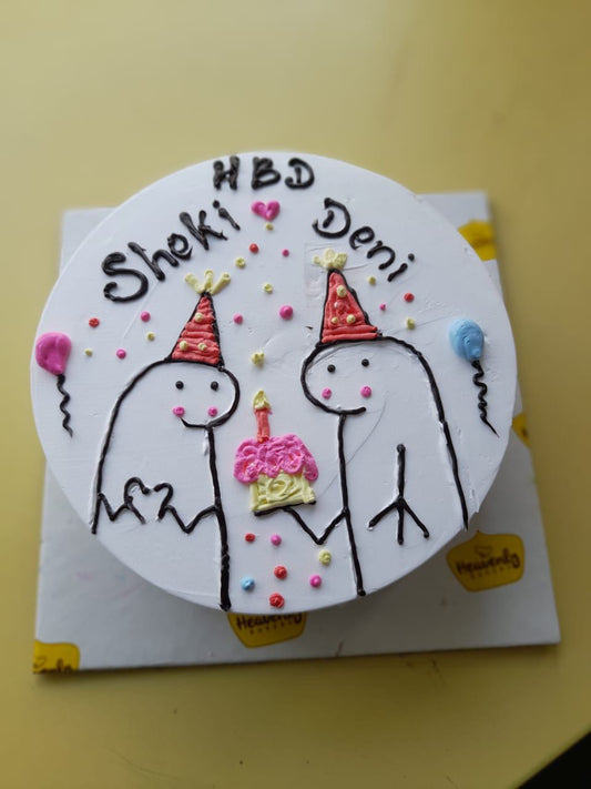 Minimalist Cartoon Theme Cake
